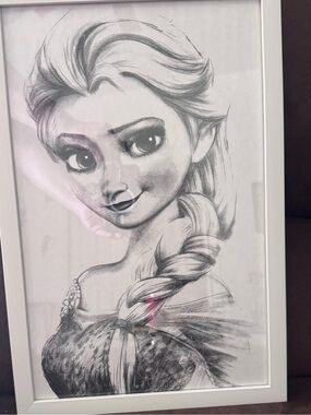 Hand Sketching print Elsa Frozen framed